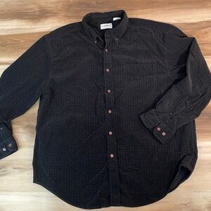 Vintage Corduroy Shirt Mens XL Black Textured Button Down Knightsbridge 90s